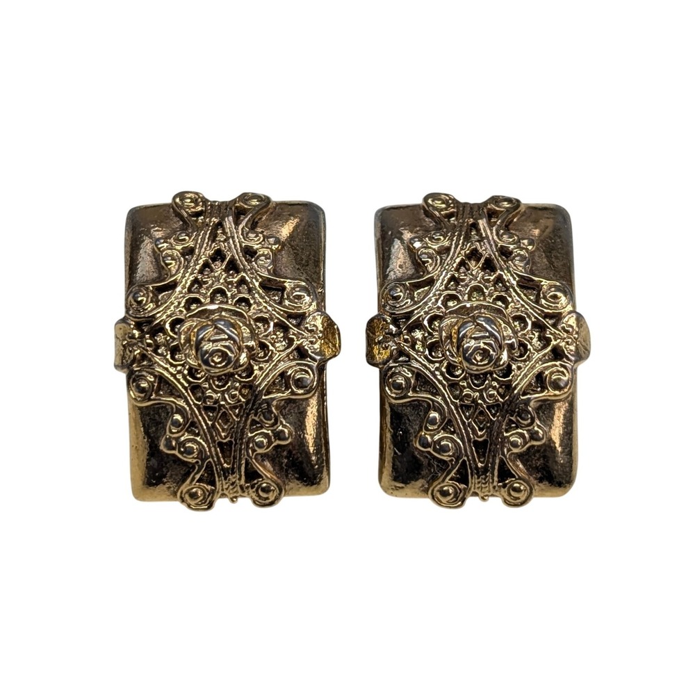 Vintage 1928 Jewelry Gold Tone Clip Earrings